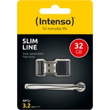 Intenso Slim Line unità flash USB 32 GB USB tipo A 3.2 Gen 1 (3.1 Gen 1) Nero Nero, 32 GB, USB tipo A, 3.2 Gen 1 (3.1 Gen 1), 100 MB/s, Cuffia, Nero