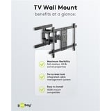 goobay Supporto da parete per TV Pro FULLMOTION (L), Montaggio a parete Nero