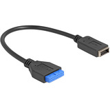 DeLOCK Connettore USB a 19 pin tipo A con chiave USB tipo E, Adattatore Nero/Blu