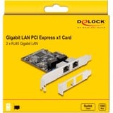 DeLOCK PCIE x1 su 2x RJ45 Gbit, Scheda di rete 