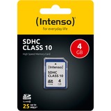 Intenso 4GB SDHC Classe 10 4 GB, SDHC, Classe 10, 25 MB/s, Resistente agli urti, A prova di temperatura, A prova di raggi X, Nero