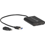 Sonnet USB3-DDP4K cavo e adattatore video USB tipo A 2 x DisplayPort Nero Nero, USB tipo A, 2 x DisplayPort, Maschio, Femmina, Dritto, Dritto