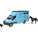bruder MB Sprinter Trasportatore di animali con cavallo, Veicolo modello blu