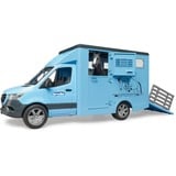 bruder MB Sprinter Trasportatore di animali con cavallo, Veicolo modello blu