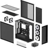 ARCTIC Xtender Black (Tinted Glass) Midi Tower Nero, Chassis Tower Nero (opaco), Midi Tower, PC, Nero, EATX, Metallo, Vetro temperato, Gaming