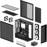 ARCTIC Xtender (Black) Midi Tower Nero, Chassis Tower Nero (opaco), Midi Tower, PC, Nero, EATX, Metallo, Vetro temperato, Gaming