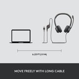 Logitech LGT-H390 Cuffie e auricolari, Headset Nero, Cablato, Ufficio, 20 - 20000 Hz, 197 g, Auricolare, Nero, Vendita al dettaglio