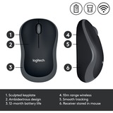 Logitech M185 mouse Ambidestro RF Wireless Ottico 1000 DPI grigio, Ambidestro, Ottico, RF Wireless, 1000 DPI, Grigio, Vendita al dettaglio