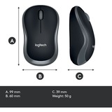 Logitech M185 mouse Ambidestro RF Wireless Ottico 1000 DPI grigio, Ambidestro, Ottico, RF Wireless, 1000 DPI, Grigio, Vendita al dettaglio