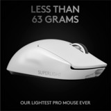 Logitech Pro X Superlight mouse Mano destra RF Wireless 25600 DPI bianco, Mano destra, RF Wireless, 25600 DPI, 1 ms, Bianco