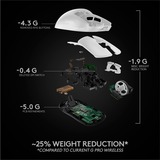 Logitech Pro X Superlight mouse Mano destra RF Wireless 25600 DPI bianco, Mano destra, RF Wireless, 25600 DPI, 1 ms, Bianco