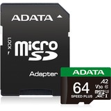 ADATA Speed Plus 64 GB MicroSDXC Classe 10, Scheda di memoria 64 GB, MicroSDXC, Classe 10, 160 MB/s, 140 MB/s, Class 3 (U3)