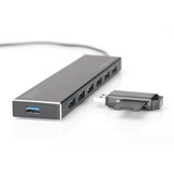 Digitus Digitus DA-70241-1 hub di interfaccia USB 3.0 7 porte, USB 3.2 Gen 1 (3.1 Gen 1) Type-A, USB 3.2 Gen 1 (3.1 Gen 1) Type-A, 5000 Mbit/s, Grigio, Alluminio, 1 m