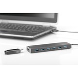 Digitus Digitus DA-70241-1 hub di interfaccia USB 3.0 7 porte, USB 3.2 Gen 1 (3.1 Gen 1) Type-A, USB 3.2 Gen 1 (3.1 Gen 1) Type-A, 5000 Mbit/s, Grigio, Alluminio, 1 m