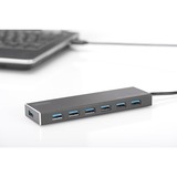 Digitus Digitus DA-70241-1 hub di interfaccia USB 3.0 7 porte, USB 3.2 Gen 1 (3.1 Gen 1) Type-A, USB 3.2 Gen 1 (3.1 Gen 1) Type-A, 5000 Mbit/s, Grigio, Alluminio, 1 m