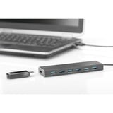 Digitus Digitus DA-70241-1 hub di interfaccia USB 3.0, Hub USB 7 porte, USB 3.2 Gen 1 (3.1 Gen 1) Type-A, USB 3.2 Gen 1 (3.1 Gen 1) Type-A, 5000 Mbit/s, Grigio, Alluminio, 1 m