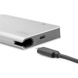Digitus Stazione di ricarica da viaggio a 8 porte, USB Type-C™ argento, USB Type-C™, Cablato, USB 3.2 Gen 2 (3.1 Gen 2) Type-C, 100 W, USB tipo-C, 10,100,1000 Mbit/s, Argento
