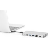 Digitus Stazione di ricarica da viaggio a 8 porte, USB Type-C™ argento, USB Type-C™, Cablato, USB 3.2 Gen 2 (3.1 Gen 2) Type-C, 100 W, USB tipo-C, 10,100,1000 Mbit/s, Argento