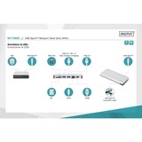 Digitus Stazione di ricarica da viaggio a 8 porte, USB Type-C™ argento, USB Type-C™, Cablato, USB 3.2 Gen 2 (3.1 Gen 2) Type-C, 100 W, USB tipo-C, 10,100,1000 Mbit/s, Argento
