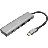 Digitus USB-C 4 porte 2x USB A + 2x USB-C, Hub USB argento