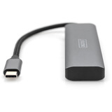 Digitus USB-C 4 porte 2x USB A + 2x USB-C, Hub USB argento