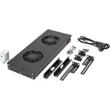 Digitus Unità di ventilazione sul soffitto per un'installazione variabile da 483 mm (19") Nero, Pannello per ventola, Nero, 2 ventola(e), 276 m³/h, 1,8 m, IP20