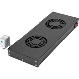Digitus Unità di ventilazione sul soffitto per un'installazione variabile da 483 mm (19") Nero, Pannello per ventola, Nero, 2 ventola(e), 276 m³/h, 1,8 m, IP20