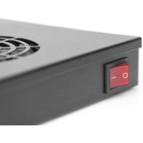 Digitus Unità di ventilazione sul soffitto per un'installazione variabile da 483 mm (19") Nero, Pannello per ventola, Nero, 2 ventola(e), 276 m³/h, 1,8 m, IP20