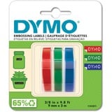 Dymo 3D Nastro Etichette a Rilievo Autoadesive | Rotoli da 9 mm x 3 m | stampa bianca su nerorosso e blu |Per Omega e Junior etichettatrice a rilievo| Confezione da 3, Nastro di scrittura Belgio, 3 m, 3 pz, 89 mm, 105 mm, 50 mm