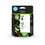 HP Confezione da 2 cartucce originali di inchiostro nero/tricromia 62 Resa standard, Nero, Ciano, Magenta, Giallo, Inchiostro a base di pigmento, Inchiostro colorato, 2 pz, 200 pagine