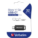 Verbatim Store 'n' Go unità flash USB 32 GB USB tipo-C 3.2 Gen 1 (3.1 Gen 1) Nero, Chiavetta USB Nero/grigio, 32 GB, USB tipo-C, 3.2 Gen 1 (3.1 Gen 1), Lamina di scorrimento, 4 g, Nero