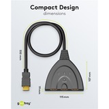 goobay Selettore HDMI 3 a 1 (4K @ 60Hz), Switch HDMI Nero