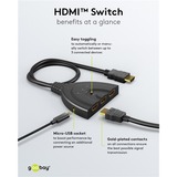 goobay Selettore HDMI 3 a 1 (4K @ 60Hz), Switch HDMI Nero