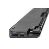 Digitus Docking station universale da 14", USB Type-C™ Nero, USB Type-C™, Cablato, USB 3.2 Gen 1 (3.1 Gen 1) Type-C, 100 W, 1000 Mbit/s, Nero, MMC, MicroSD (TransFlash), SDHC