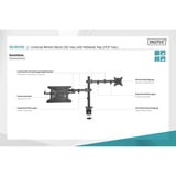 Digitus Supporto singolo per monitor e supporto per notebook, Base per monitor Nero (opaco)