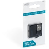 Digitus USB 2.0 4 porte, Hub USB Nero