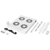 Digitus Unità di ventilazione sul soffitto per un'installazione variabile da 483 mm (19"), Modulo fan grigio, Grigio, 4 ventola(e), 552 m³/h, Turchia, 5 kg, 515 mm