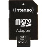 Intenso microSD Karte UHS-I Premium 512 GB Classe 10 Nero, 512 GB, MicroSD, Classe 10, UHS-I, 90 MB/s, Class 1 (U1)