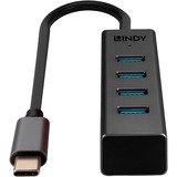 Lindy 43325 hub di interfaccia USB 3.2 Gen 1 (3.1 Gen 1) Type-C 5000 Mbit/s Grigio, Hub USB USB 3.2 Gen 1 (3.1 Gen 1) Type-C, USB 3.2 Gen 1 (3.1 Gen 1) Type-A, 5000 Mbit/s, Grigio, Alluminio, Plastica, 0,3 m