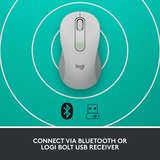 Logitech Signature M650 mouse Mano destra RF senza fili + Bluetooth Ottico 2000 DPI bianco, Mano destra, Ottico, RF senza fili + Bluetooth, 2000 DPI, Bianco