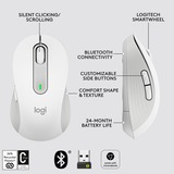 Logitech Signature M650 mouse Mano destra RF senza fili + Bluetooth Ottico 2000 DPI bianco, Mano destra, Ottico, RF senza fili + Bluetooth, 2000 DPI, Bianco