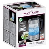 ProfiCook Bollitore d'acqua in vetro PC-WKS 1229 G accaio/Nero