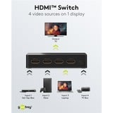 goobay Selettore HDMI 4 a 1 (4K @ 60Hz), Switch HDMI Nero