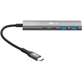 goobay Slim 4-Port USB-C a USB-C/USB-A 5 Gbit/s, Hub USB grigio