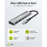 goobay Slim 4-Port USB-C a USB-C/USB-A 5 Gbit/s, Hub USB grigio