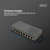 Digitus Gigabit 8 porte, Interruttore Nero