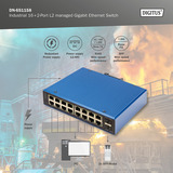 Digitus Gigabit Ethernet industriale gestito L2 16+2 porte, Interruttore 