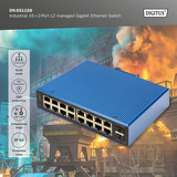 Digitus Gigabit Ethernet industriale gestito L2 16+2 porte, Interruttore 