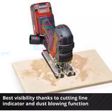 EINHELL Seghetto alternativo a batteria professionale TP-JST 18/135 Li BL - Solo, 18 Volt, Puzzle rosso/Nero