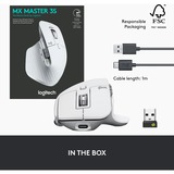 Logitech MX Master 3S mouse Mano destra RF senza fili + Bluetooth Laser 8000 DPI grigio chiaro, Mano destra, Laser, RF senza fili + Bluetooth, 8000 DPI, Argento, Bianco